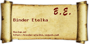 Binder Etelka névjegykártya